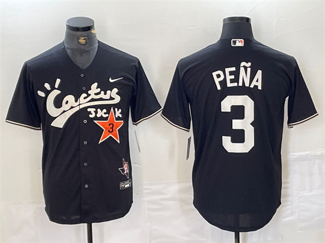 Men's Houston Astros #3 Jeremy Peña Black Cactus Jack Vapor Premier Limited Stitched Baseball Jersey